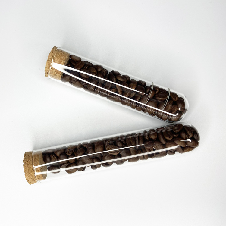 hand blown clear borosilicate glass coffee beans saffron storage tube jar with cork lid