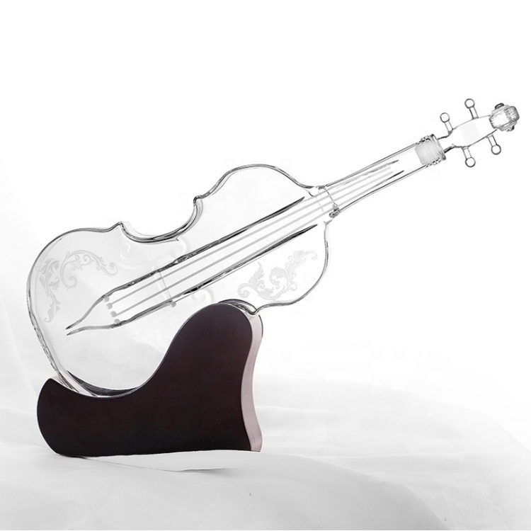 handmade custom 1000ml violin shape transparent glass wine bottle