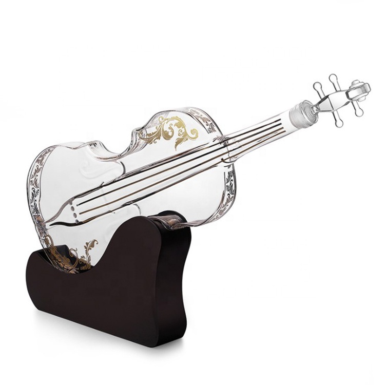 handmade custom 1000ml violin shape transparent glass wine bottle