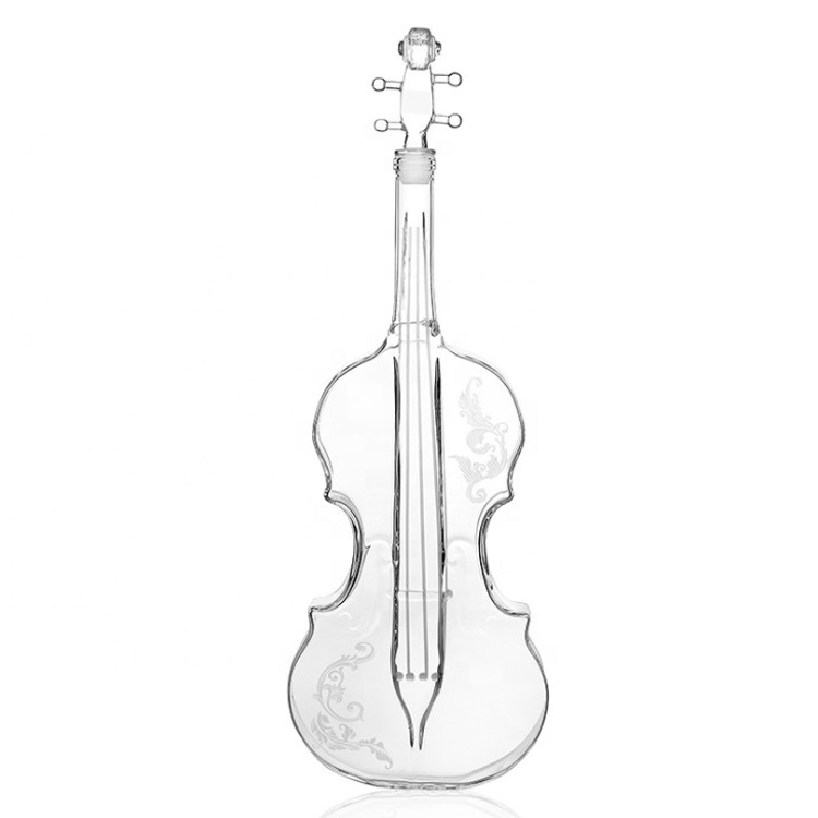 handmade custom 1000ml violin shape transparent glass wine bottle