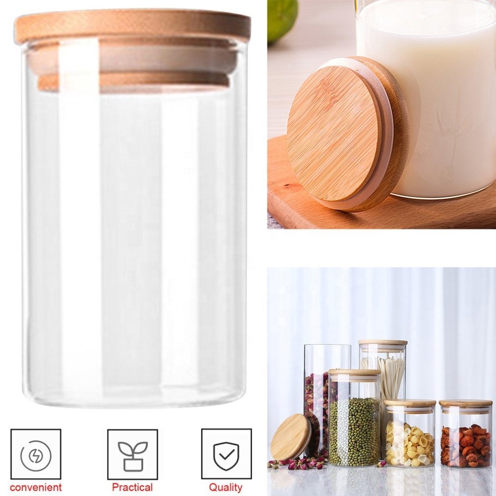 handmade custom size cylinder glass storage jar cookie candy jar with lid