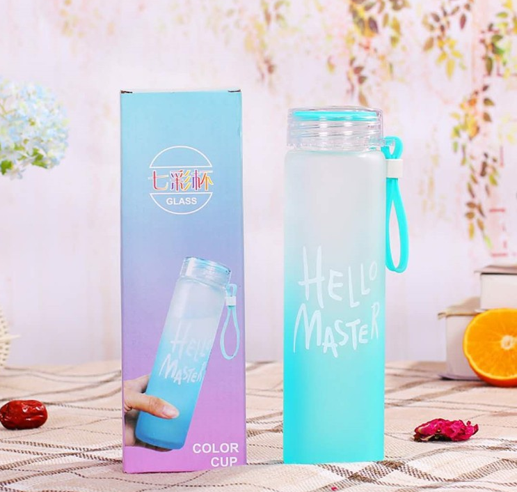 healthy clear portable water bottle in summer straight beverage bottle glass 400ml