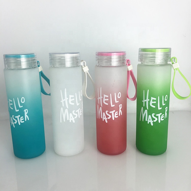 healthy clear portable water bottle in summer straight beverage bottle glass 400ml