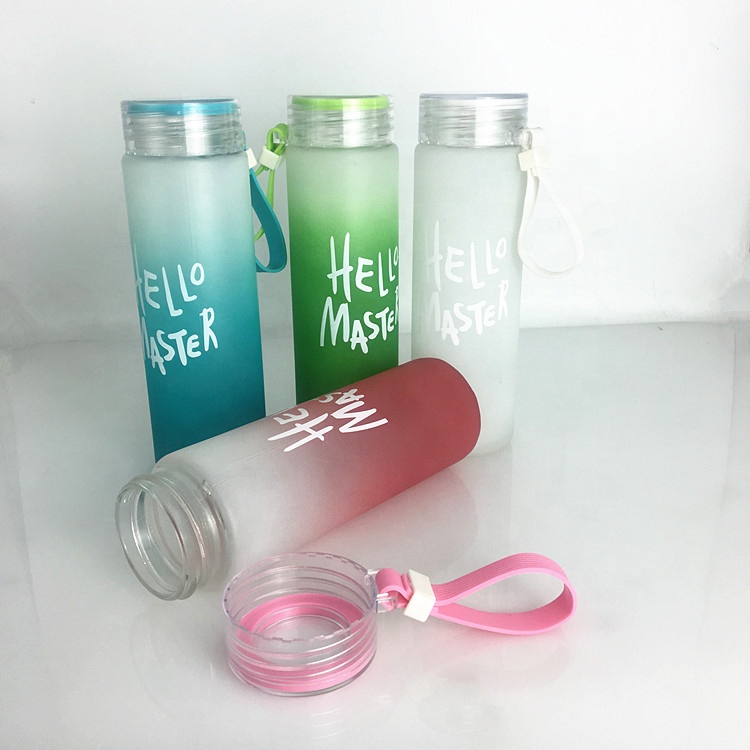 healthy clear portable water bottle in summer straight beverage bottle glass 400ml