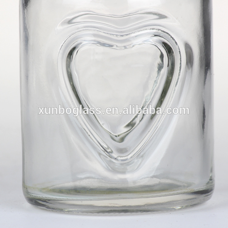 heart shape dessert glass jar for yogurt with plastic lid 100ml 200ml 300ml