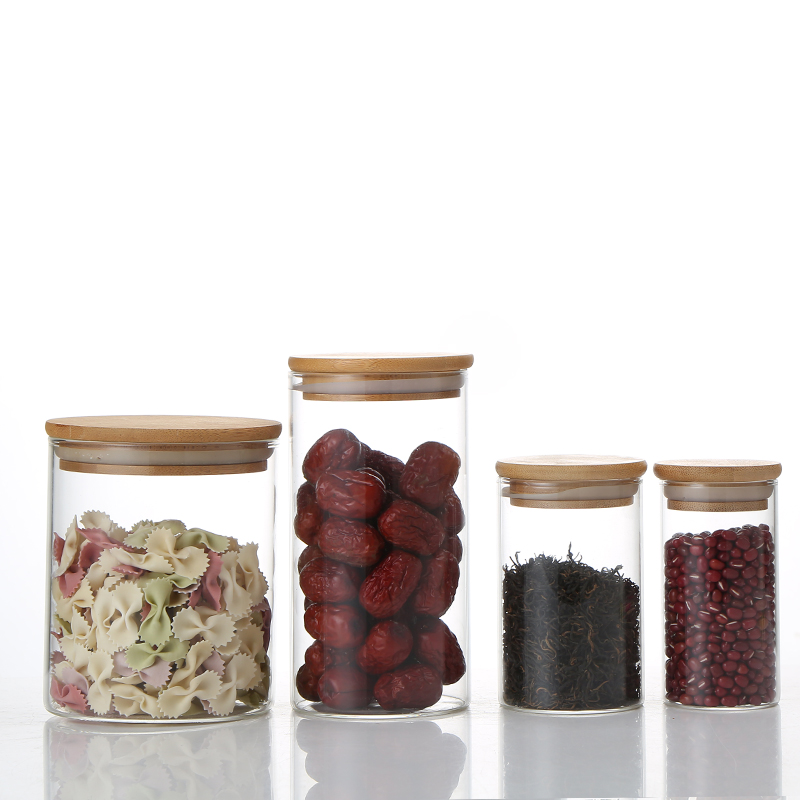 heat-resistance high Borosilicate glass container on discount food container medicine bottle cosmetics bottle bamboo cover