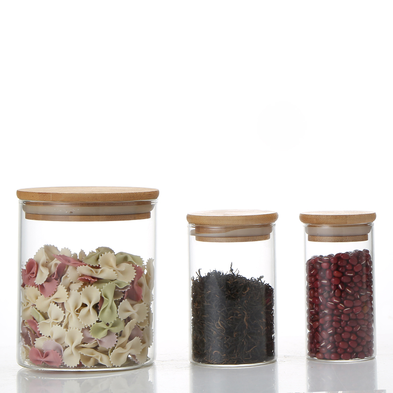 heat-resistance high Borosilicate glass container on discount food container medicine bottle cosmetics bottle bamboo cover