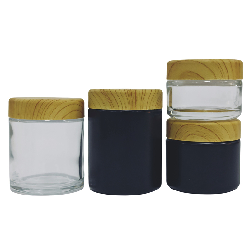 hemp leaf container Water transfer printing 1oz 2oz 3oz 4oz glass storage jar colorful glass jar frascos de vidrio pot verre