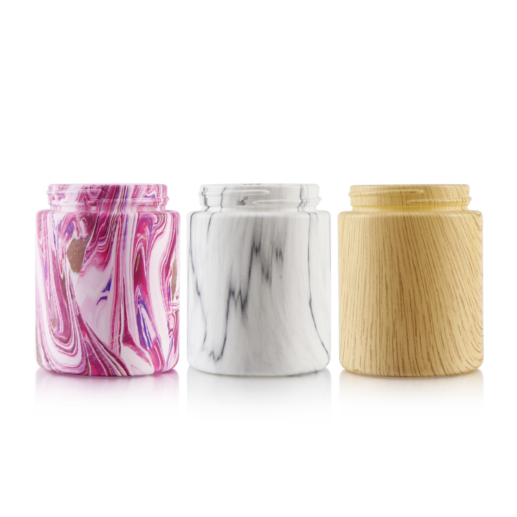 hemp leaf container Water transfer printing 1oz 2oz 3oz 4oz glass storage jar colorful glass jar frascos de vidrio pot verre