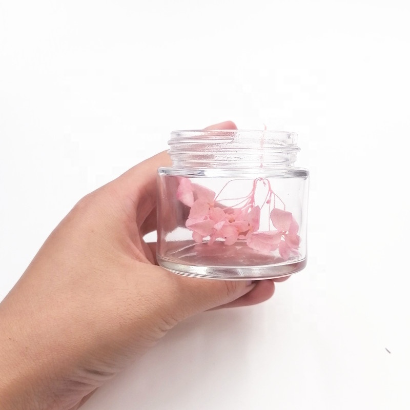 herb flower child proof Wide mouth 3.5g 3oz clear 90ml glass jar weeds storage bottle hermetic custom aluminum lid CBD CR cap