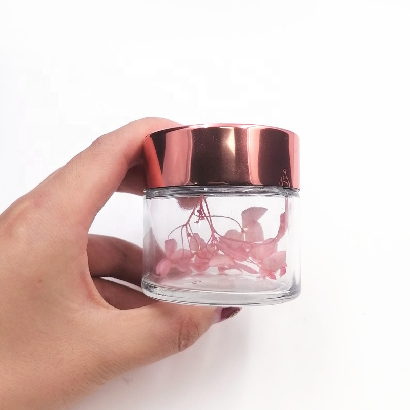 herb flower child proof Wide mouth 3.5g 3oz clear 90ml glass jar weeds storage bottle hermetic custom aluminum lid CBD CR cap