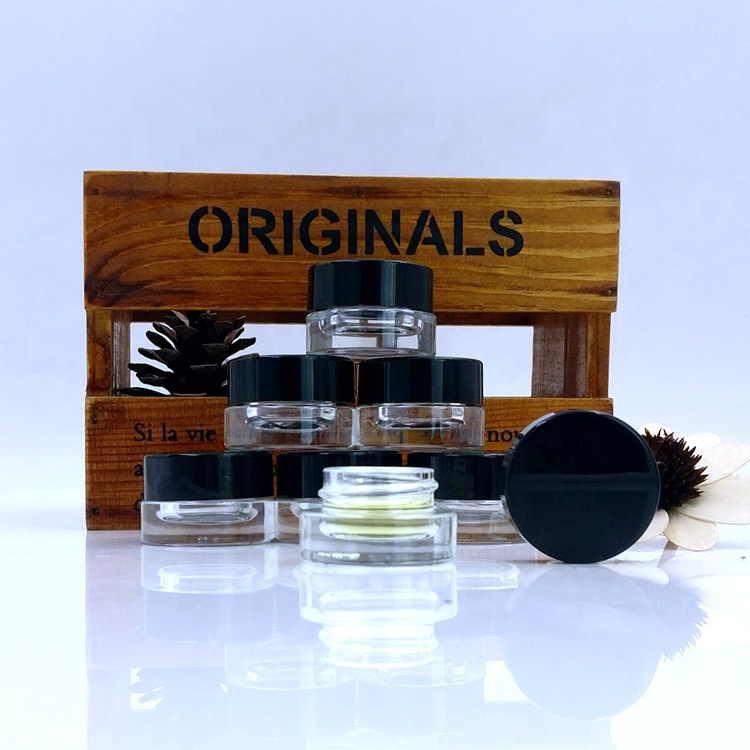 herbs oil bottle gram jars 3ml 3g empty glass concentrate containers with airtight black lids for oils waxes cosmetics eye cream