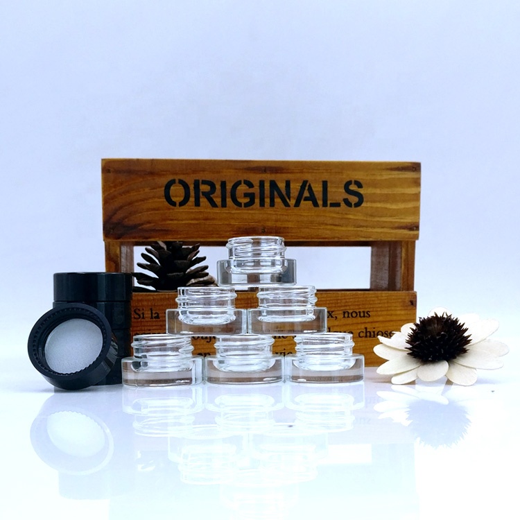 herbs oil bottle gram jars 3ml 3g empty glass concentrate containers with airtight black lids for oils waxes cosmetics eye cream