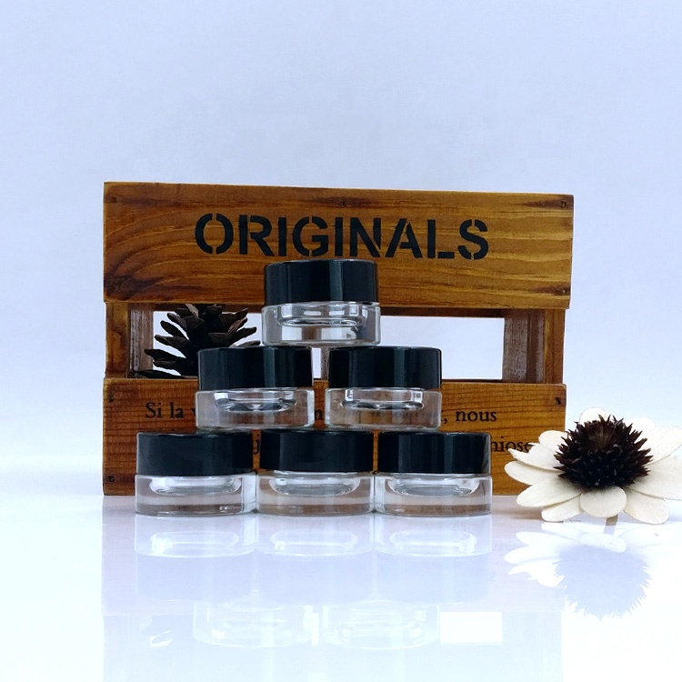 herbs oil bottle gram jars 3ml 3g empty glass concentrate containers with airtight black lids for oils waxes cosmetics eye cream
