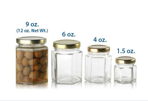 hexagon glass jar honey 720ml 730ml