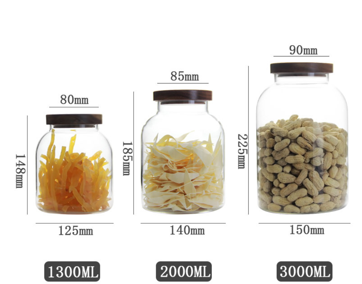 high borosilicate airtight glass jar with acacia wood lid