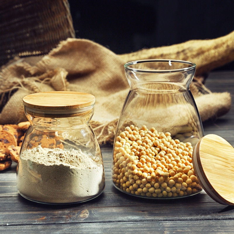 high borosilicate clear glass canister containe storage jar with stopper