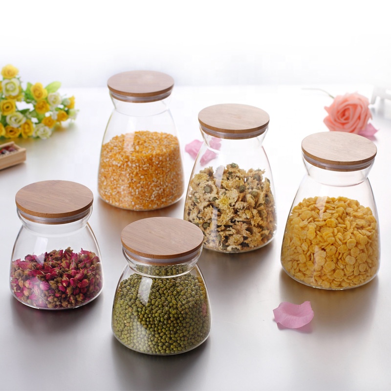high borosilicate clear glass canister containe storage jar with stopper