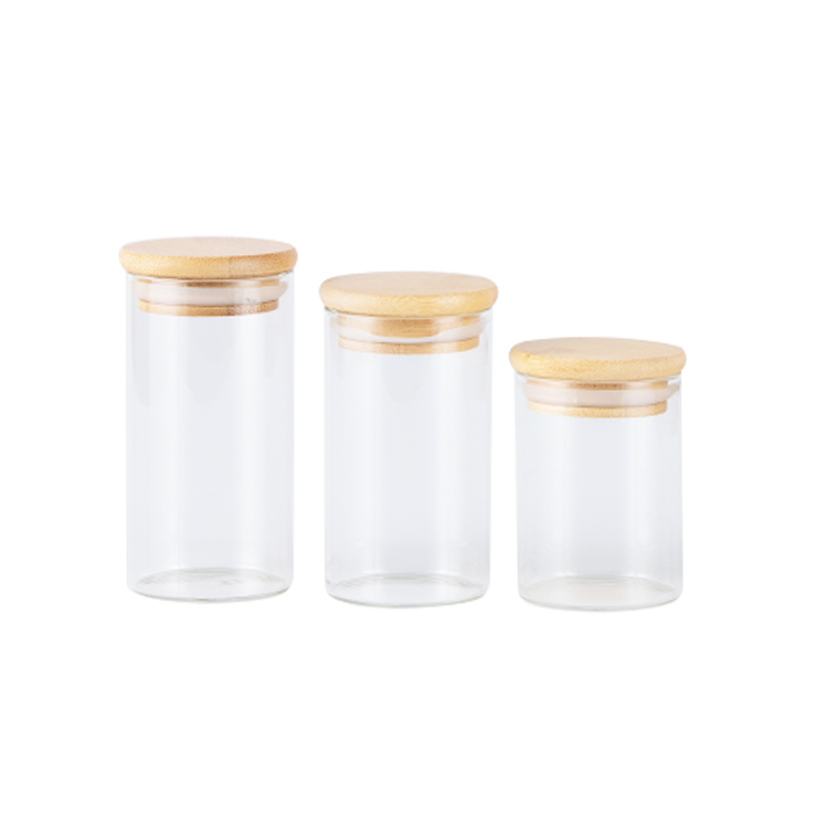 high borosilicate glass storage jar transparent glass jar clear glass jar with bamboo lid