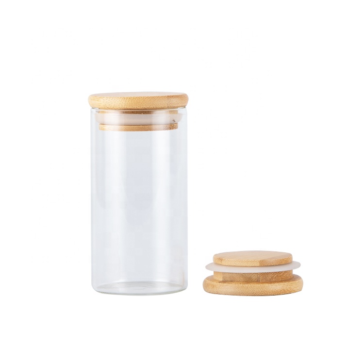 high borosilicate glass storage jar transparent glass jar clear glass jar with bamboo lid