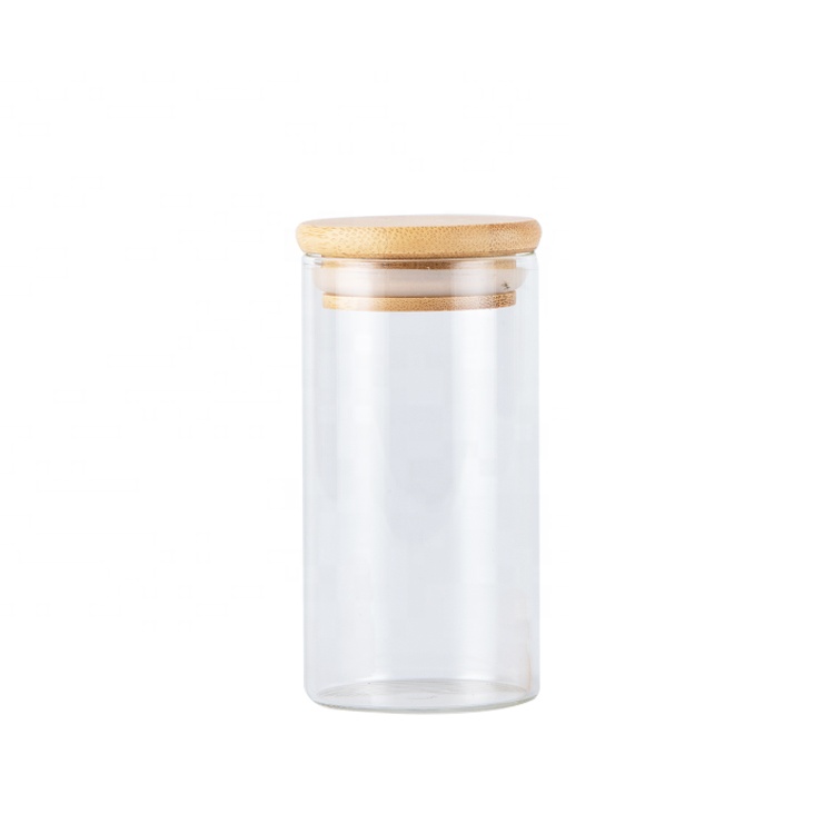 high borosilicate glass storage jar transparent glass jar clear glass jar with bamboo lid