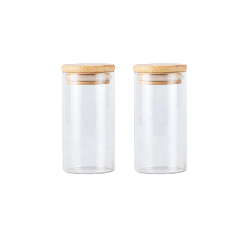 high borosilicate glass storage jar transparent glass jar clear glass jar with bamboo lid