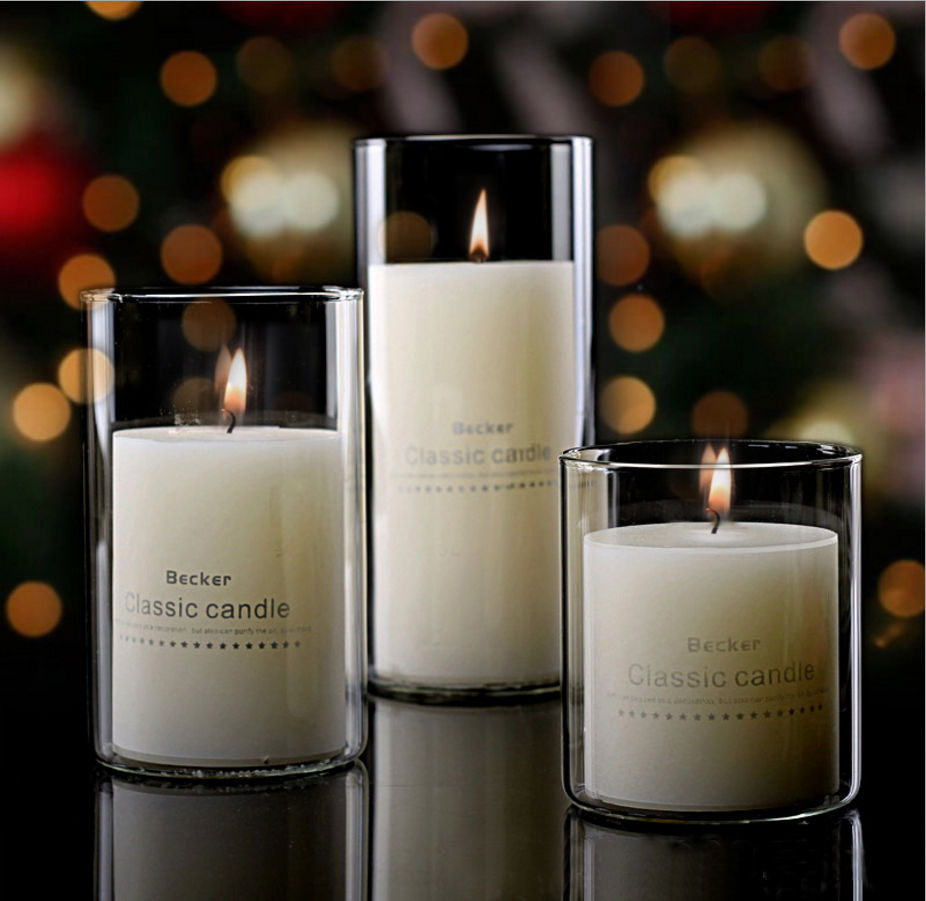 high borosilicate luxury empty clear candle jars glass in bulk wih bamboo lids