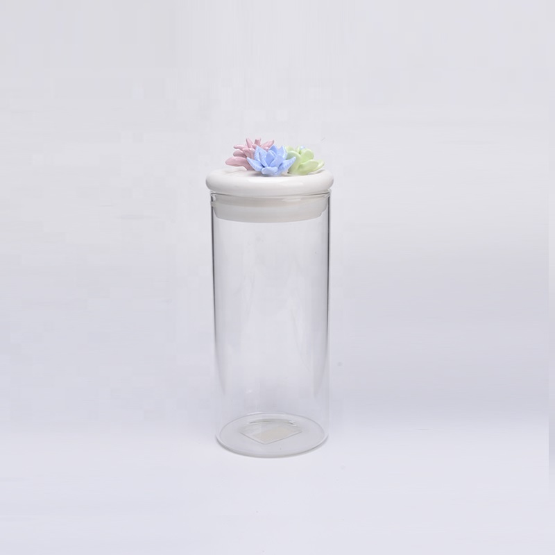 high borosilicate storage bottles glass jar with ceramic lid