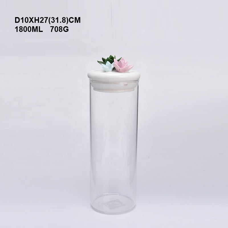 high borosilicate storage bottles glass jar with ceramic lid