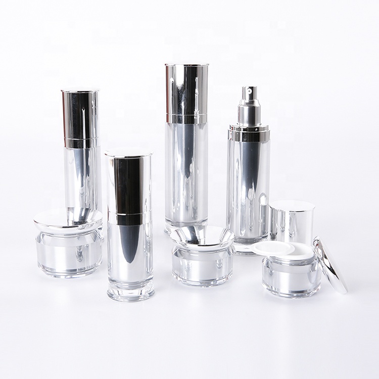 high class eaves side round cosmetic package acrylic lotion bottle and cream jars