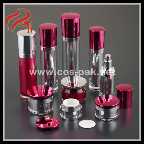 high class eaves side round cosmetic package acrylic lotion bottle and cream jars
