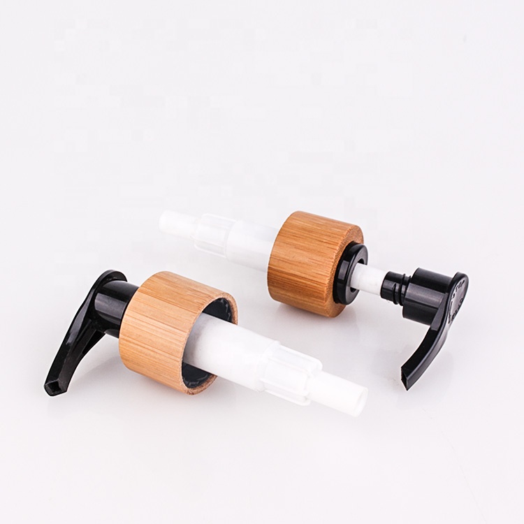 high end 110ml frosted cosmetic packing glass lotion bottle with bamboo pump