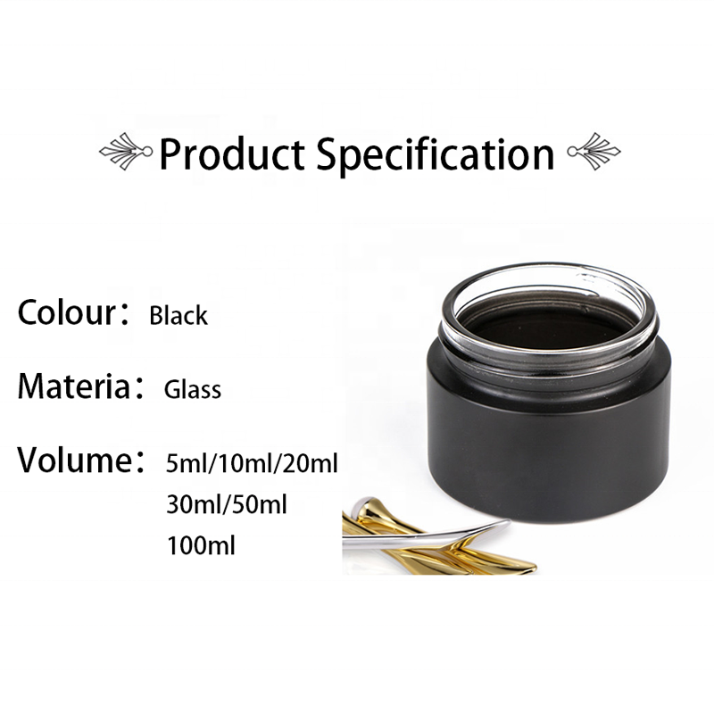 high end 5ml 20ml 30ml 50ml 100ml unique mini glass jars black jar for cream in stock