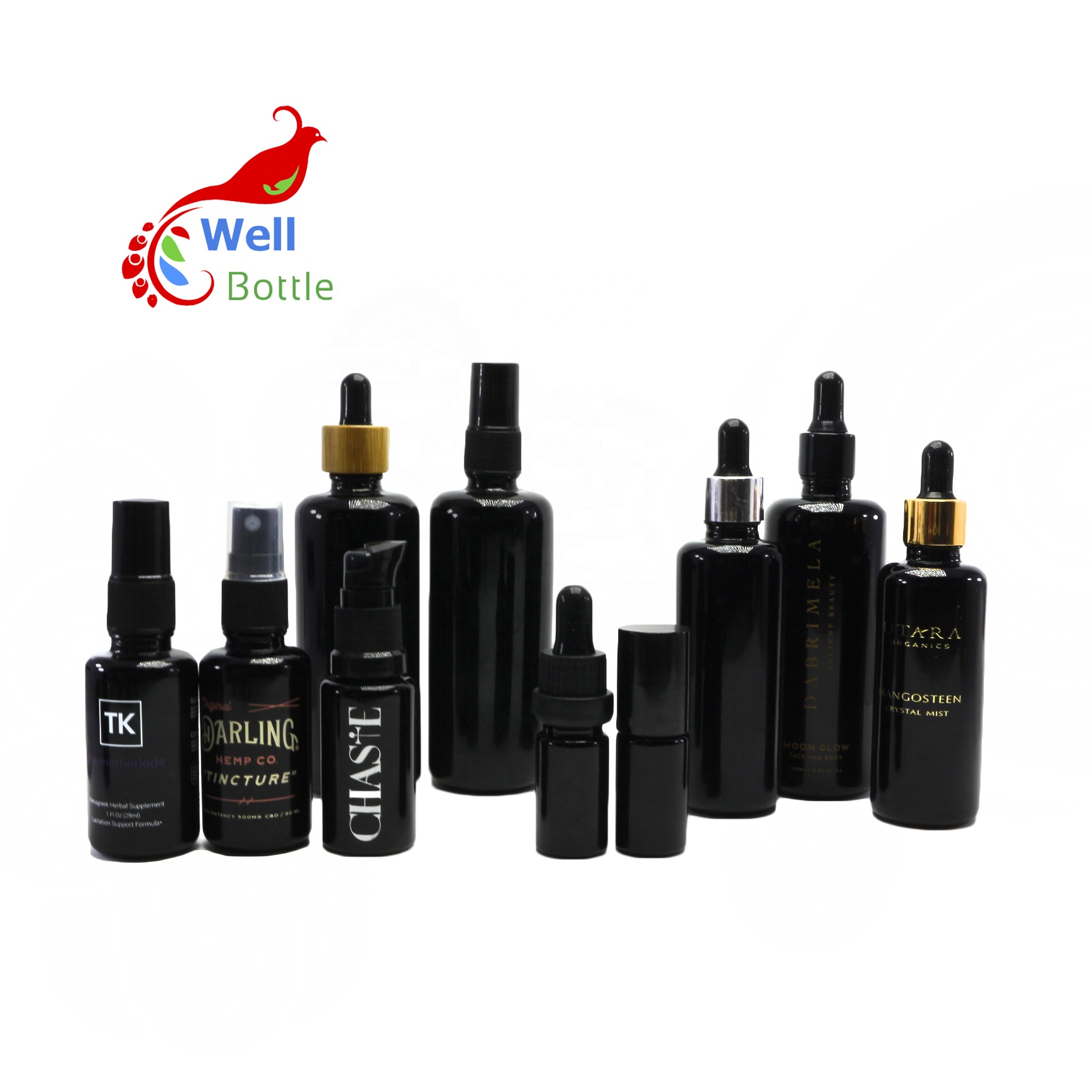 high end black cosmetic uv glass bottles serum pump bottle for lotion cream VJ-450C