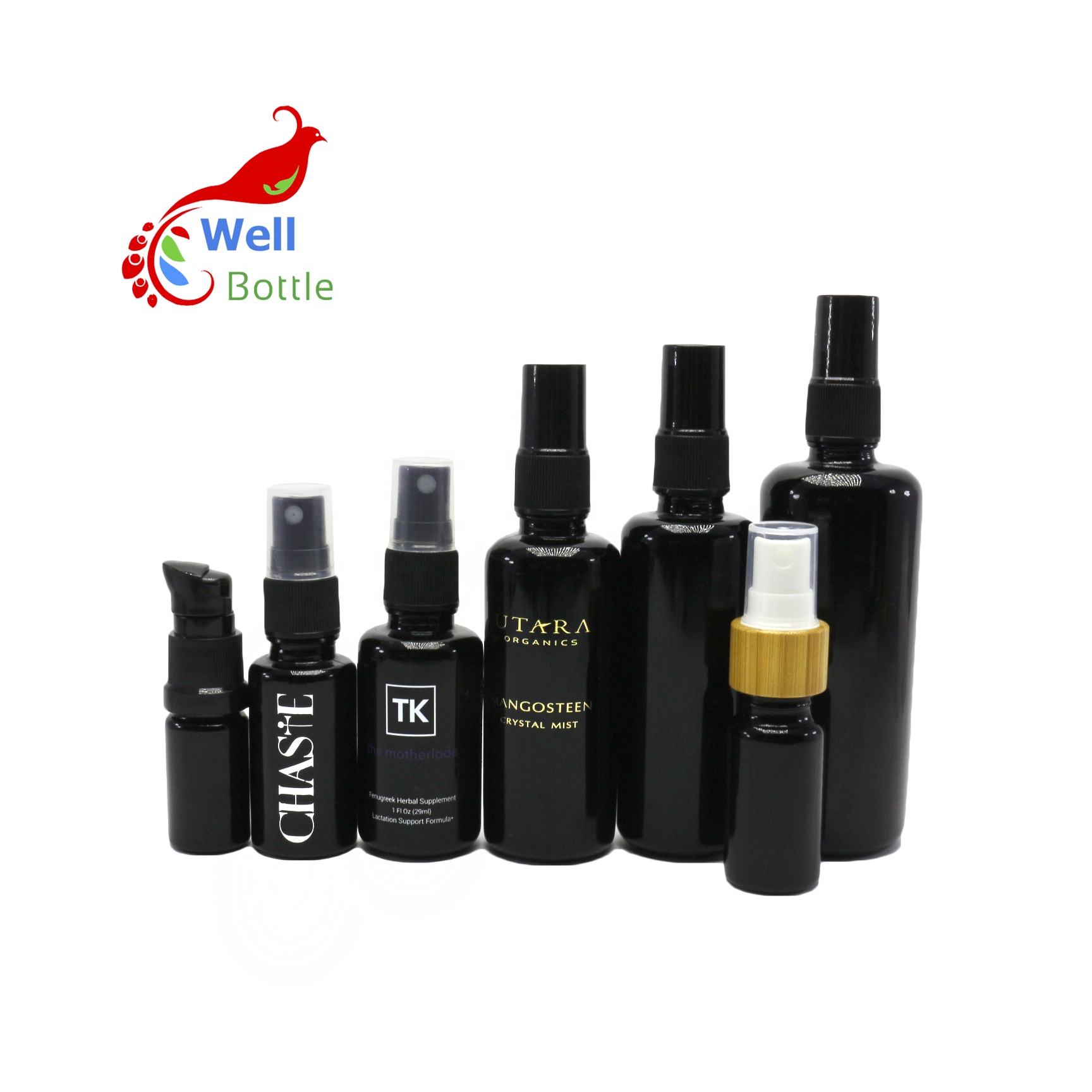 high end black cosmetic uv glass bottles serum pump bottle for lotion cream VJ-450C