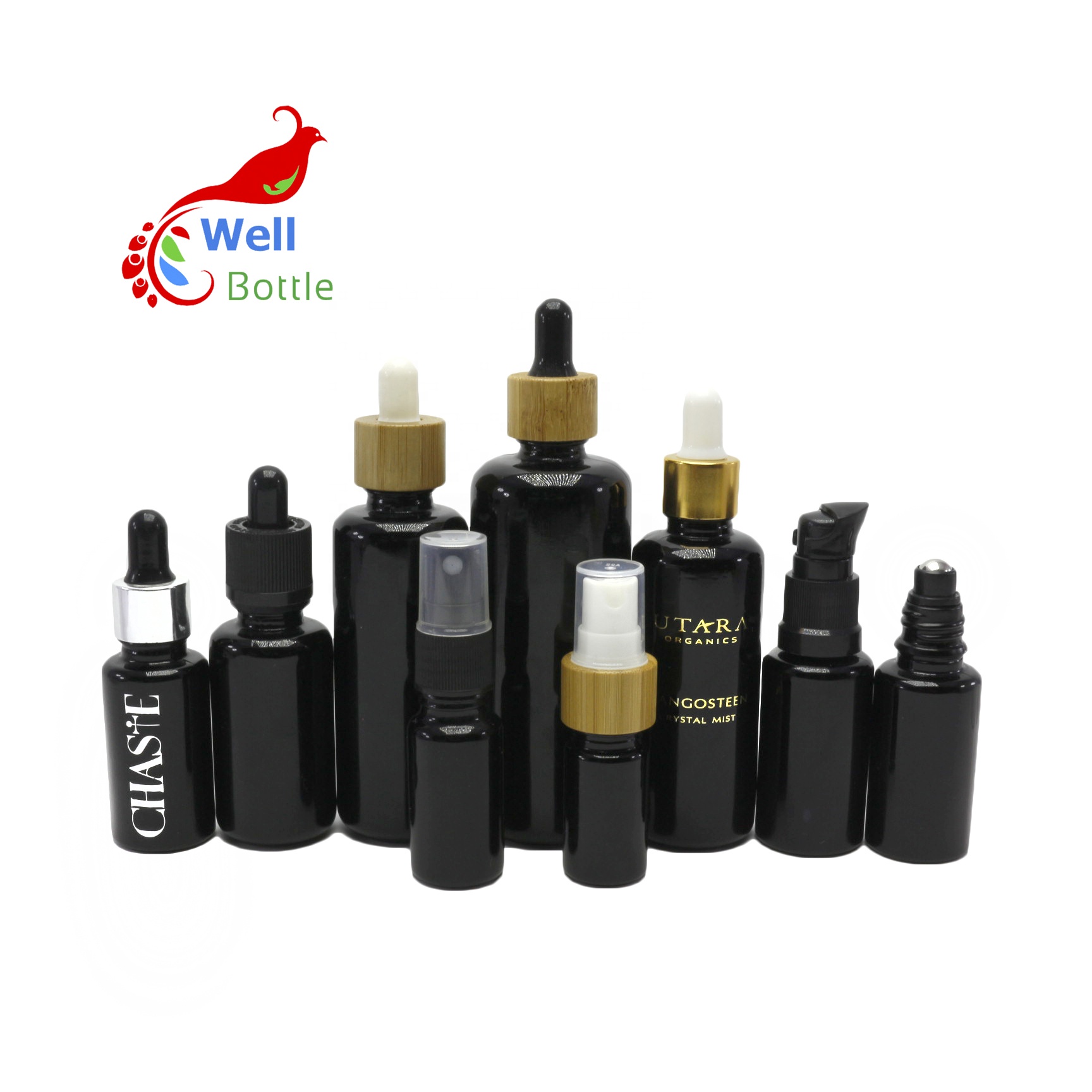high end black cosmetic uv glass bottles serum pump bottle for lotion cream VJ-450C