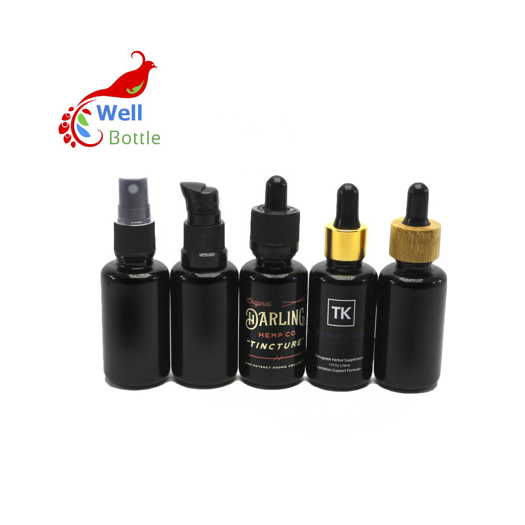 high end black cosmetic uv glass bottles serum pump bottle for lotion cream VJ-450C