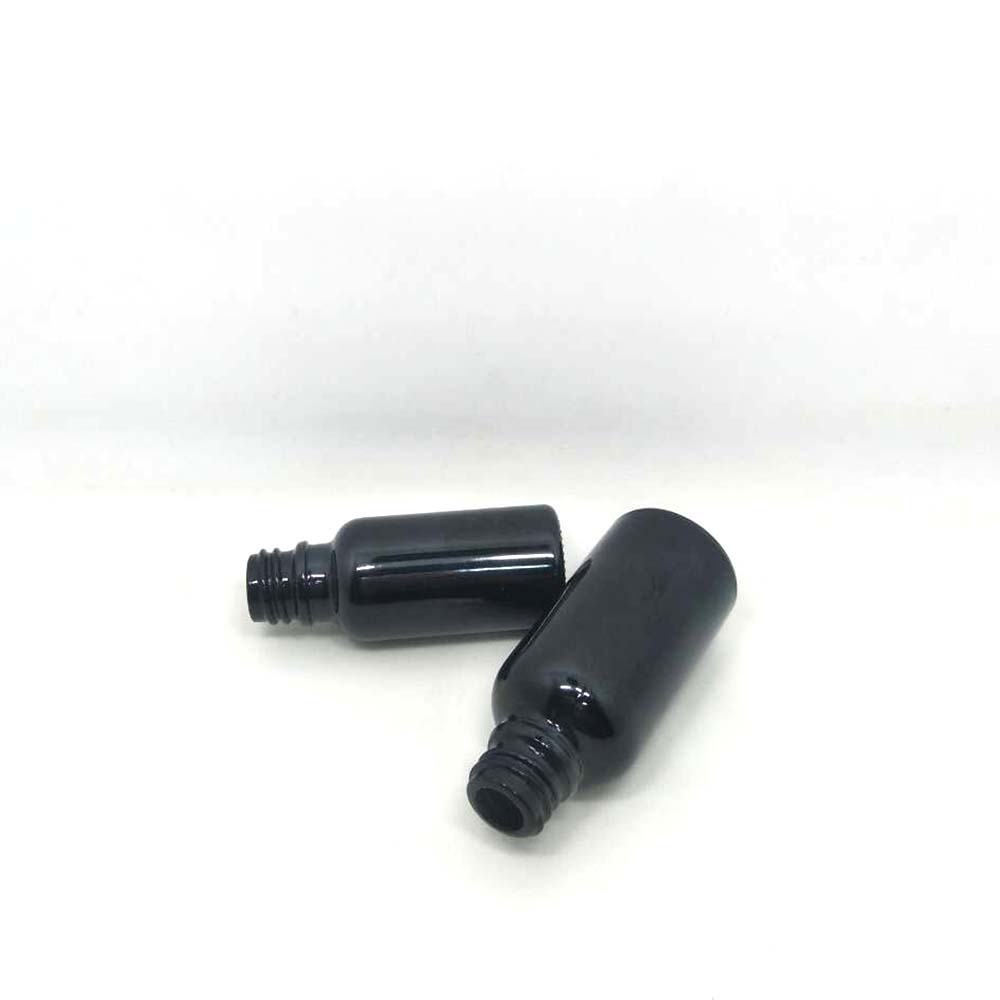 high-end black glass dropper bottle for essential oil with aluminous cap