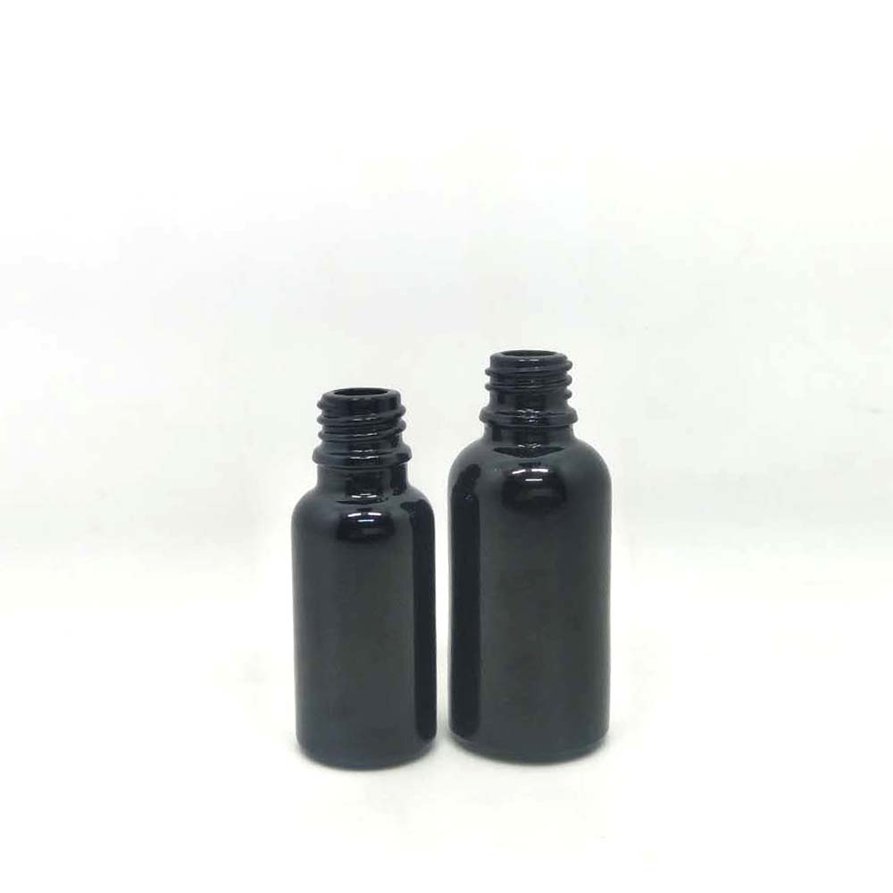 high-end black glass dropper bottle for essential oil with aluminous cap