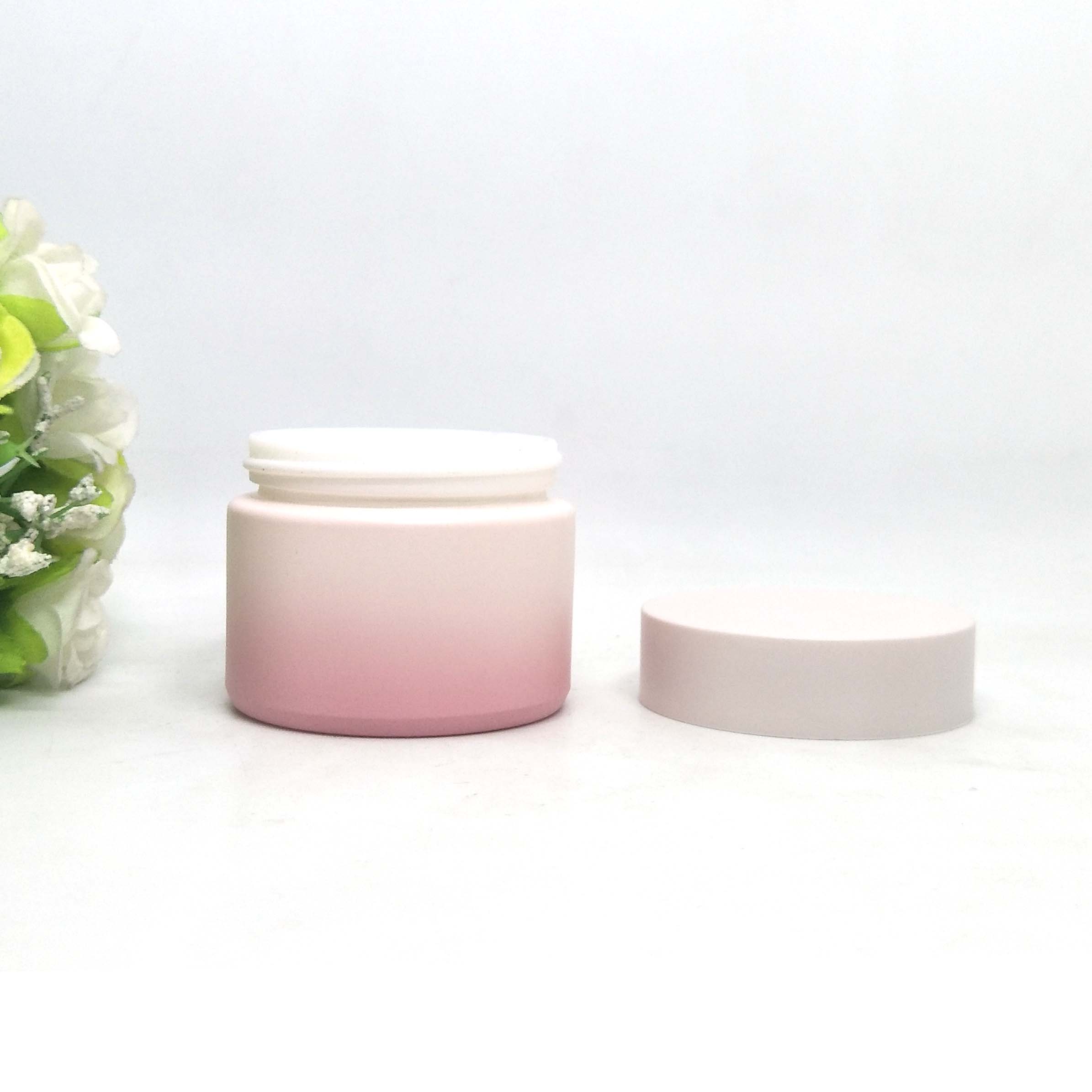 high-end ceramic painting pink Cosmetic Packaging Containers opal cosmetic cream glass jar