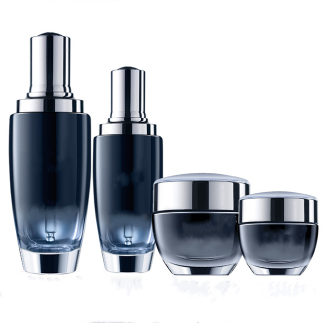 high end clear black make up empty 30ml 50ml golden glass pump Lancome cosmetic perfume bottle