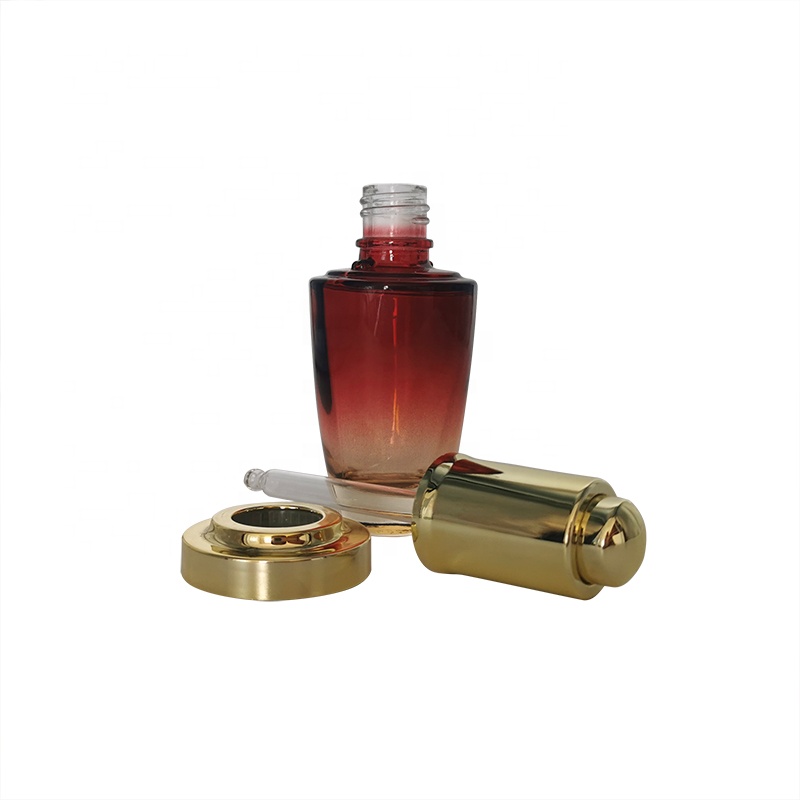 high end clear black make up empty 30ml 50ml golden glass pump Lancome cosmetic perfume bottle