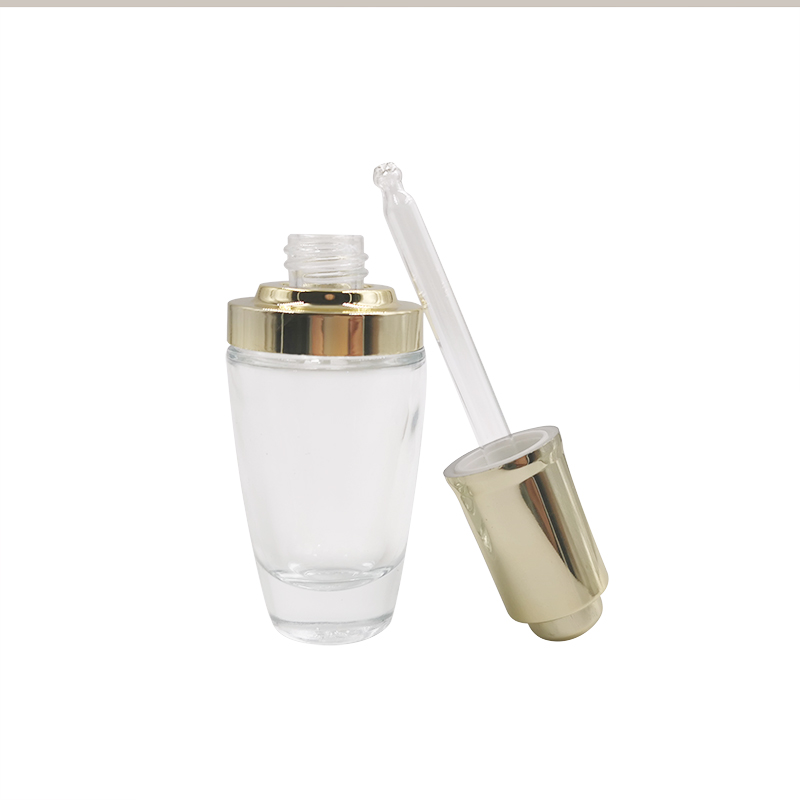 high end clear black make up empty 30ml 50ml golden glass pump Lancome cosmetic perfume bottle