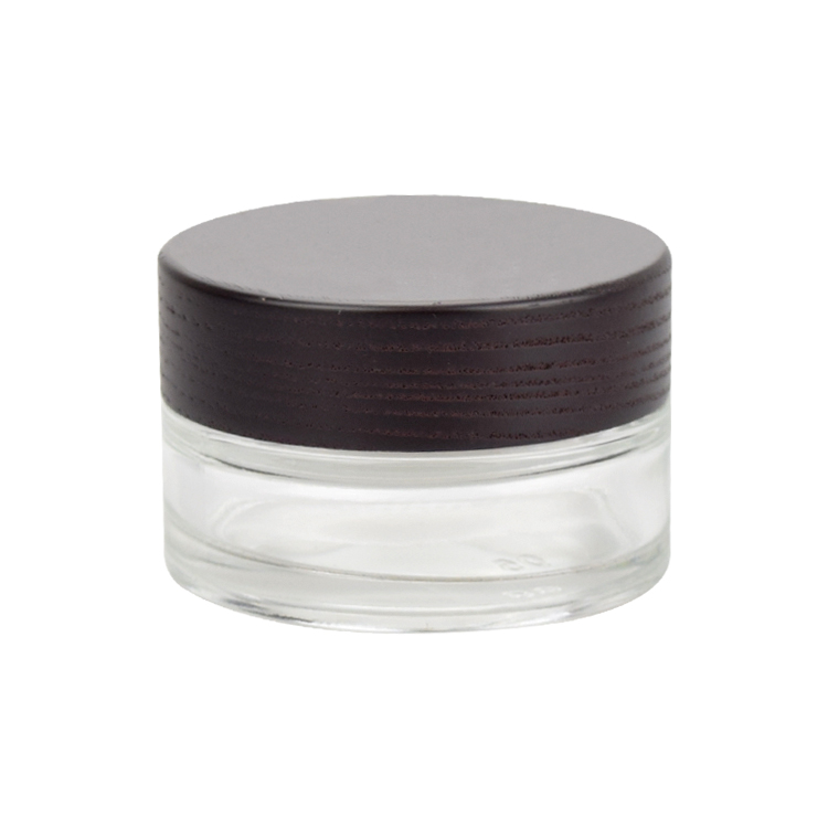 high end clear glass 5g 15g 30g 50g 100g face mask cosmetic cream with nature wood lid