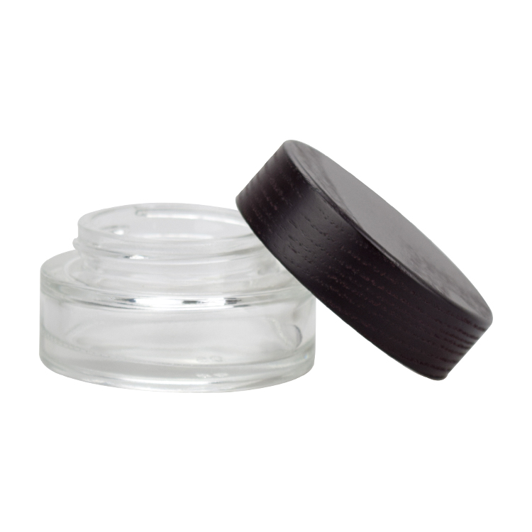 high end clear glass 5g 15g 30g 50g 100g face mask cosmetic cream with nature wood lid