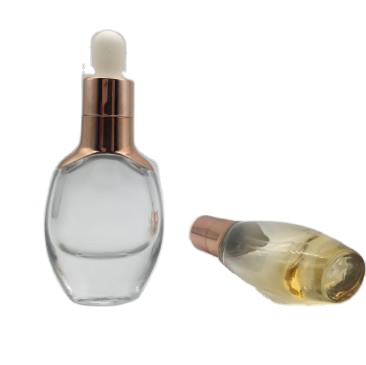 high end cosmetic bottle 30ml clear flat round shape essential oil glass dropper bottle LAMER oil bottle