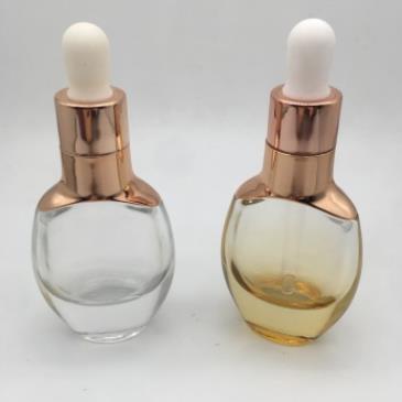 high end cosmetic bottle 30ml clear flat round shape essential oil glass dropper bottle LAMER oil bottle