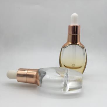 high end cosmetic bottle 30ml clear flat round shape essential oil glass dropper bottle LAMER oil bottle