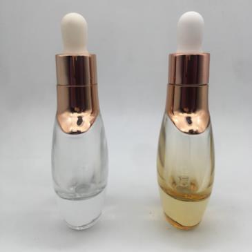 high end cosmetic bottle 30ml clear flat round shape essential oil glass dropper bottle LAMER oil bottle