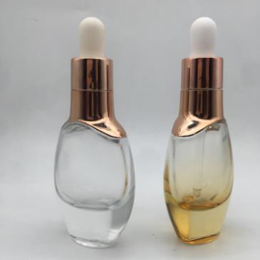 high end cosmetic bottle 30ml clear flat round shape essential oil glass dropper bottle LAMER oil bottle